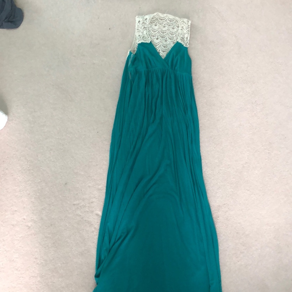 Blue lace back maxi dress